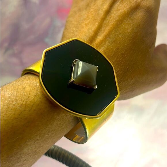 Vintage Vince Camuto Gold and Black Bracelet Cuff - Picture 1 of 6